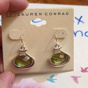 LC Lauren Conrad Green and Silver Teardrop Earrings